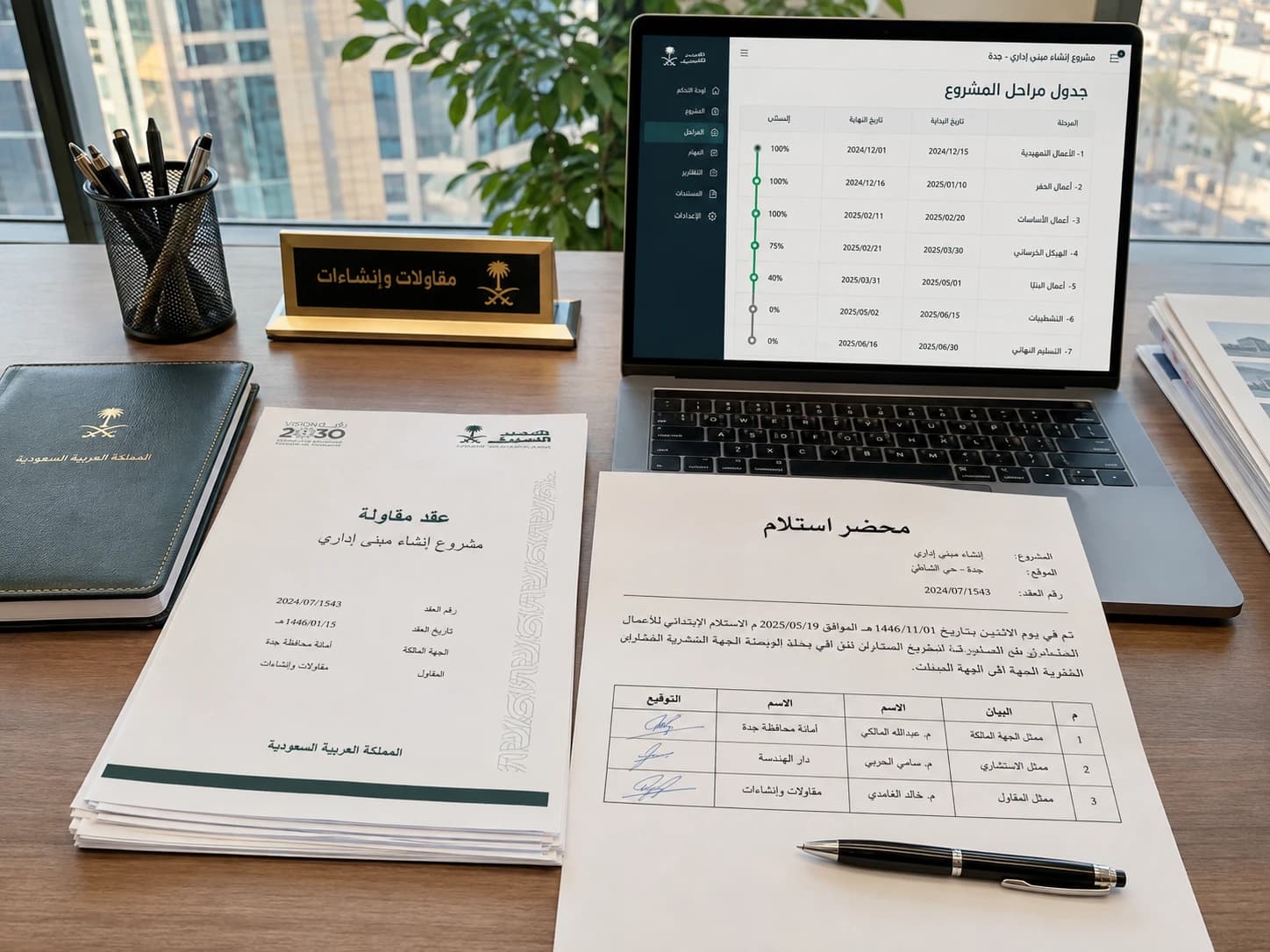 محضر الاستلام والضمان النهائي 5% في نظام المنافسات الحكومية