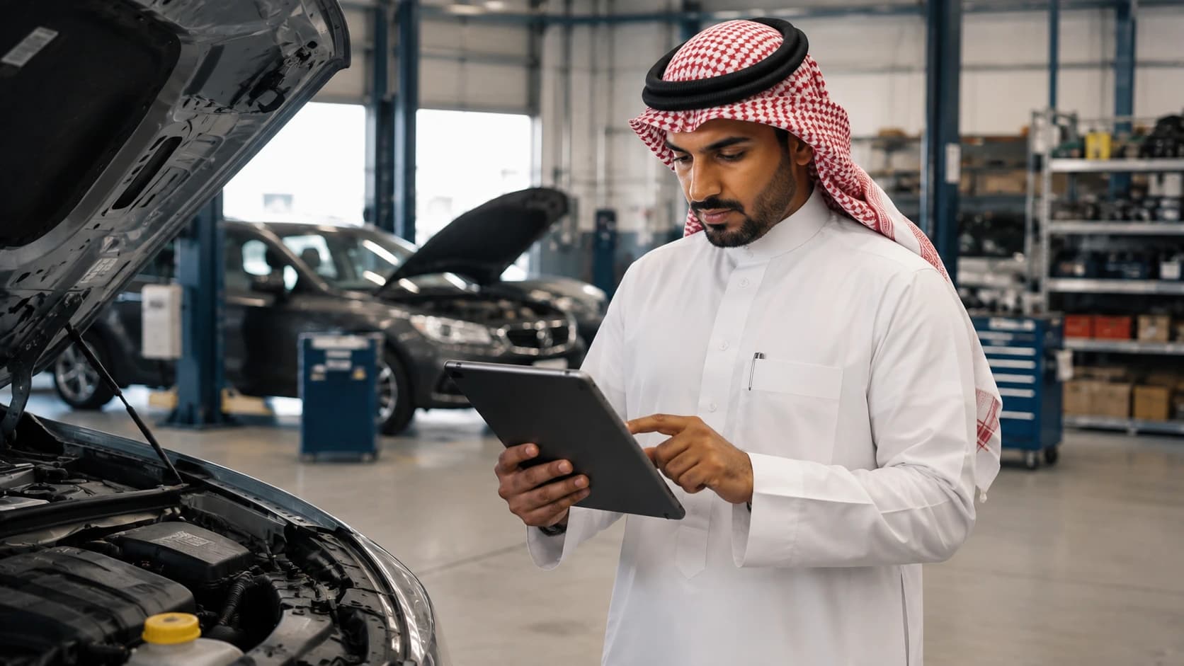 متابعة أوامر التشغيل وسجل صيانة السيارة برقم اللوحة والهيكل