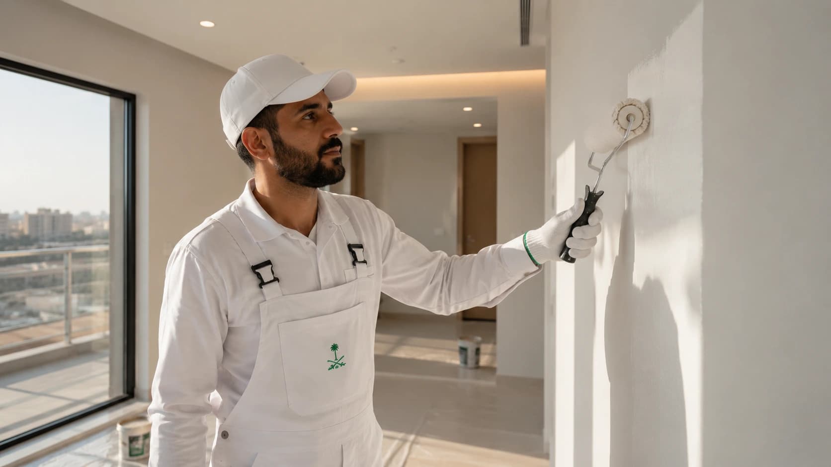 برنامج إدارة أعمال الدهان والتشطيب — دهان سعودي أثناء العمل
